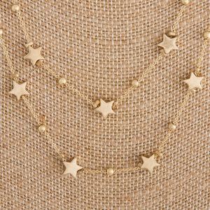 Gold Silver Long metal layered star necklace